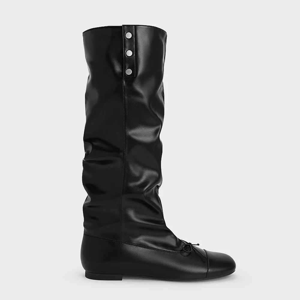 FWRD Women's Flat Ruched Foldable Fleece Knee-High Boots, Comfortable Fashion Shoes for Daily, Travel & Streetwear #FWRD000243