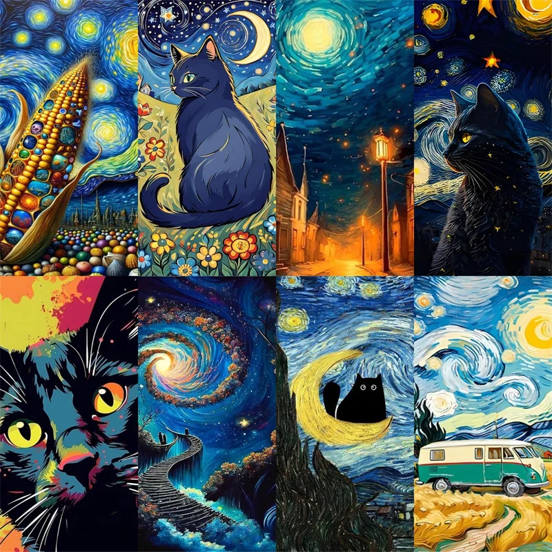 5D DIY Diamond Painting Van Gogh Oil Painting Painting Diamond Embroidery Cross Stitch Set Full Rhinestone Home Decoration