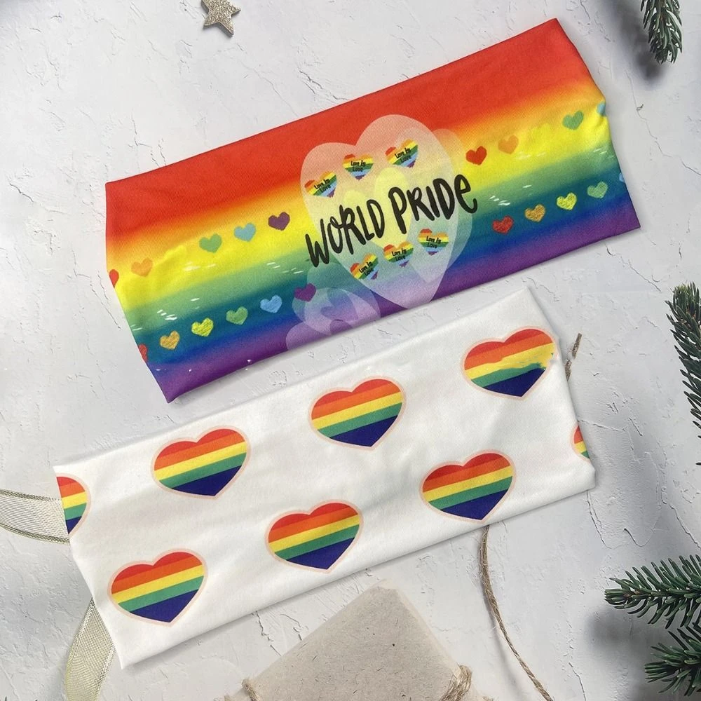 

Sweet Parade Rainbow Elastic Headband Sweat Absorbing Soft Rainbow Headband Headwear Breathable Sports Hairband