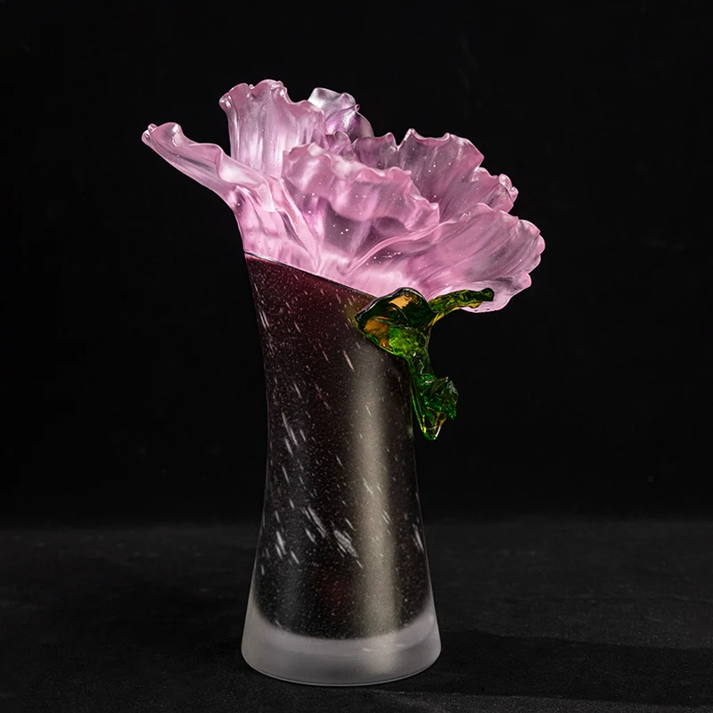 %W# Factory Direct Purple Glass Crystal Vase Flower Bud Vase for Office Living Room Decoration High Quality Crystal Decorations