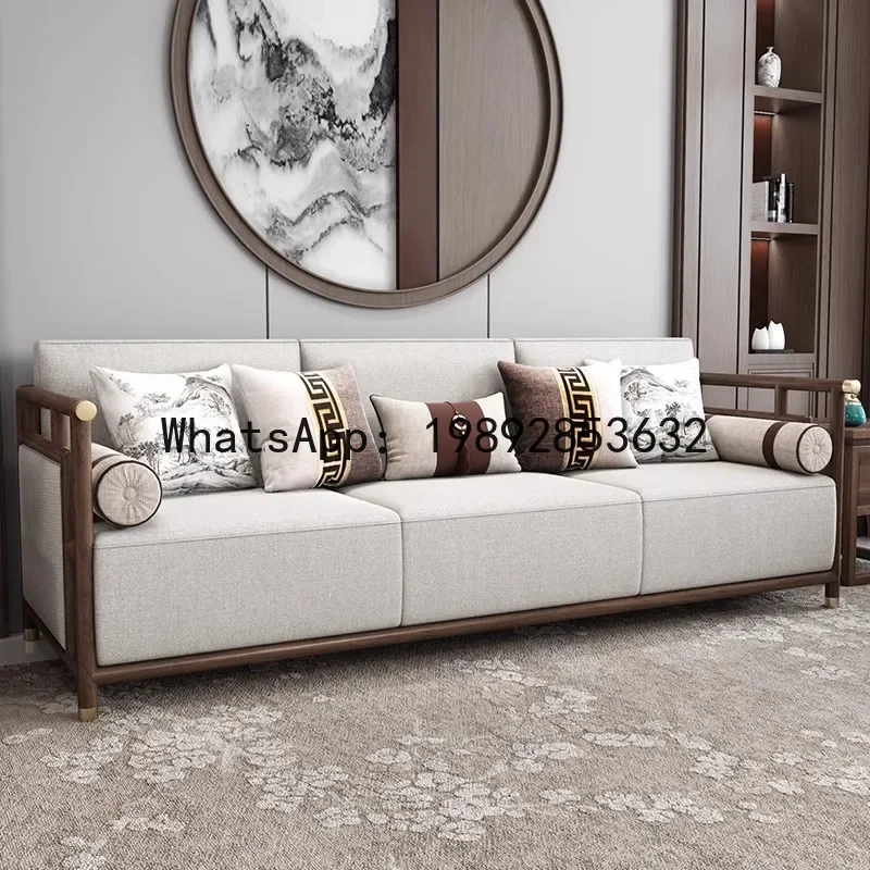 

4-10 new Chinese-style solid wood sofa combination living room hotel Chinese-style all-solid wood small apartment furniture
