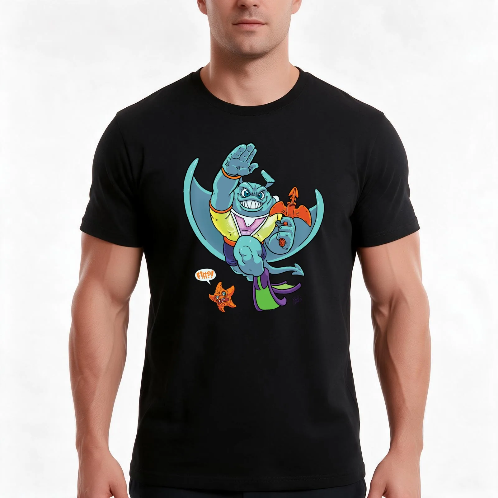 Ray Fillet the mutant Stingray hero. T-Shirt, Summer Casual Cotton Tee, Oversized Streetwear Tops, Vintage Graphic Print