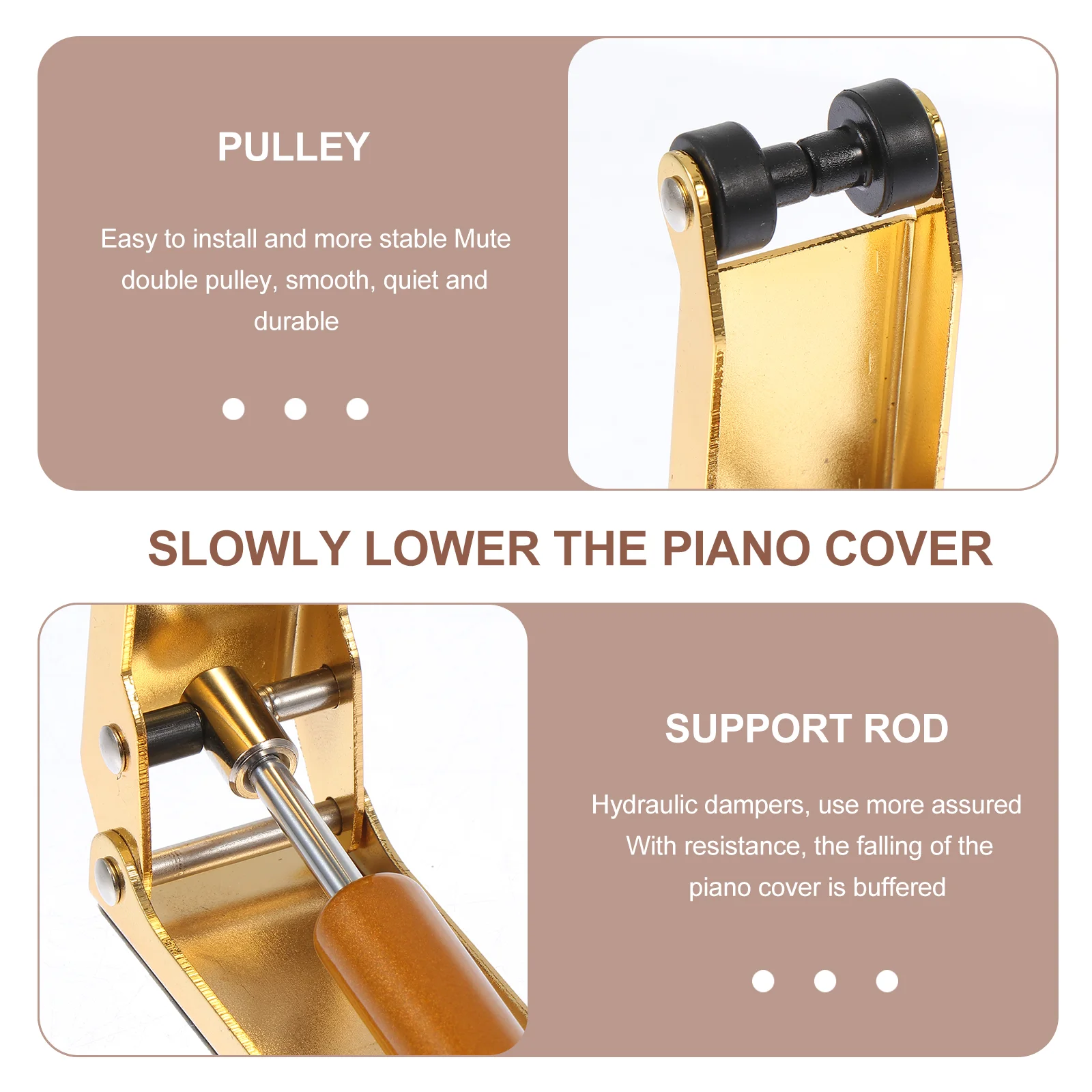 Keyboard Cover Piano Lid Relief Retarder Slow down Descend Control Device Cushion Buffer Silver Finger Protector Non-marking