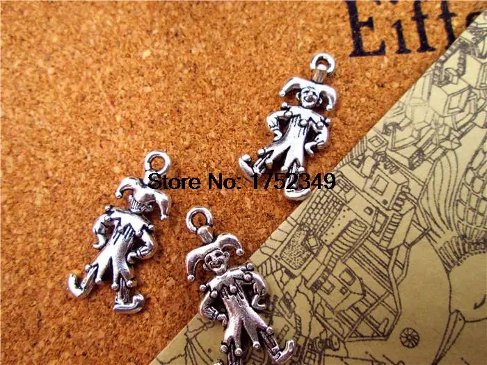 100pcs/lot--Clown Antique Tibetan Silver Tone Clown Charm pendant 24x12mm