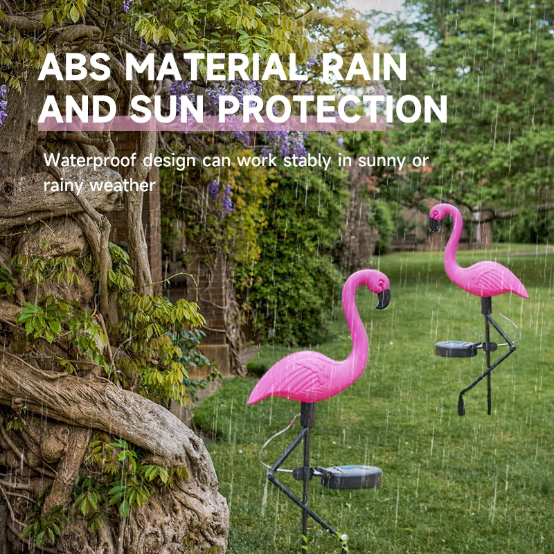 Pink Flamingo Solar Light Outdoor Courtyard Decoration Light Waterproof Garden LED Patio Walkway Light with Lights Ground Lamp P