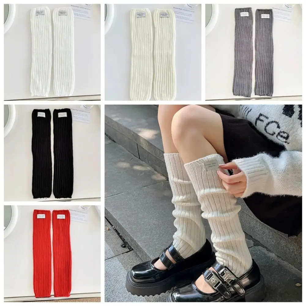 

Gothic Japanese Style Knitted Leg Warmers JK Solid Color Knitted Leg Cover Long Stockings Woolen Ballet Guards Socks Streetwear