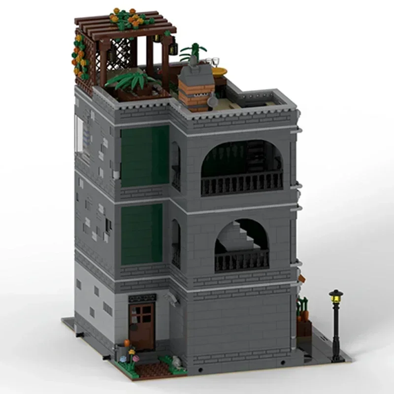 

Технические Moc Bricks, городская модель с видом на улицу, продуктовый магазин, модульные строительные блоки, подарки, игрушки для детей, наборы «сделай сам», сборка