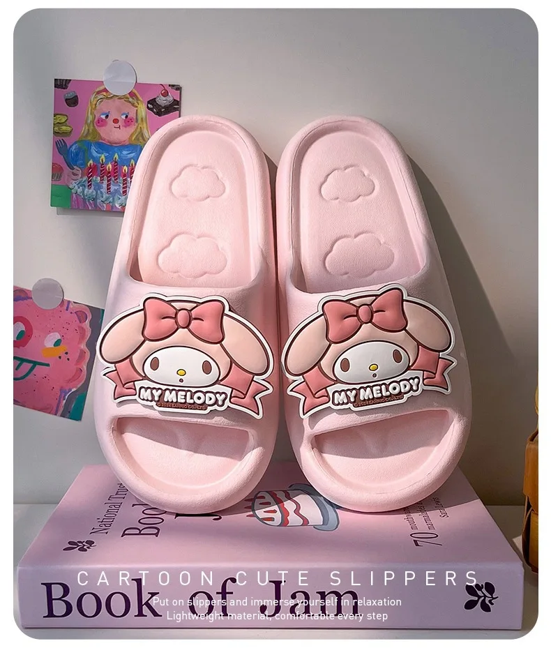 Sanrio Kuromi Cartoon Damen-Wolkenpantoffeln, Atmungsaktive Rutschfeste Innen-/Außenpantoffeln mit Niedlichem Kawaii-Design – Detail 10