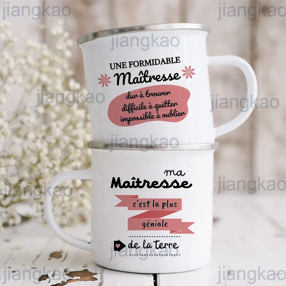 My Maitresse Is The Greatest on Earth Printed Mugs Creative Coffee Cups Drinks Water Enamel Cup Back To School Gifts for Teacher