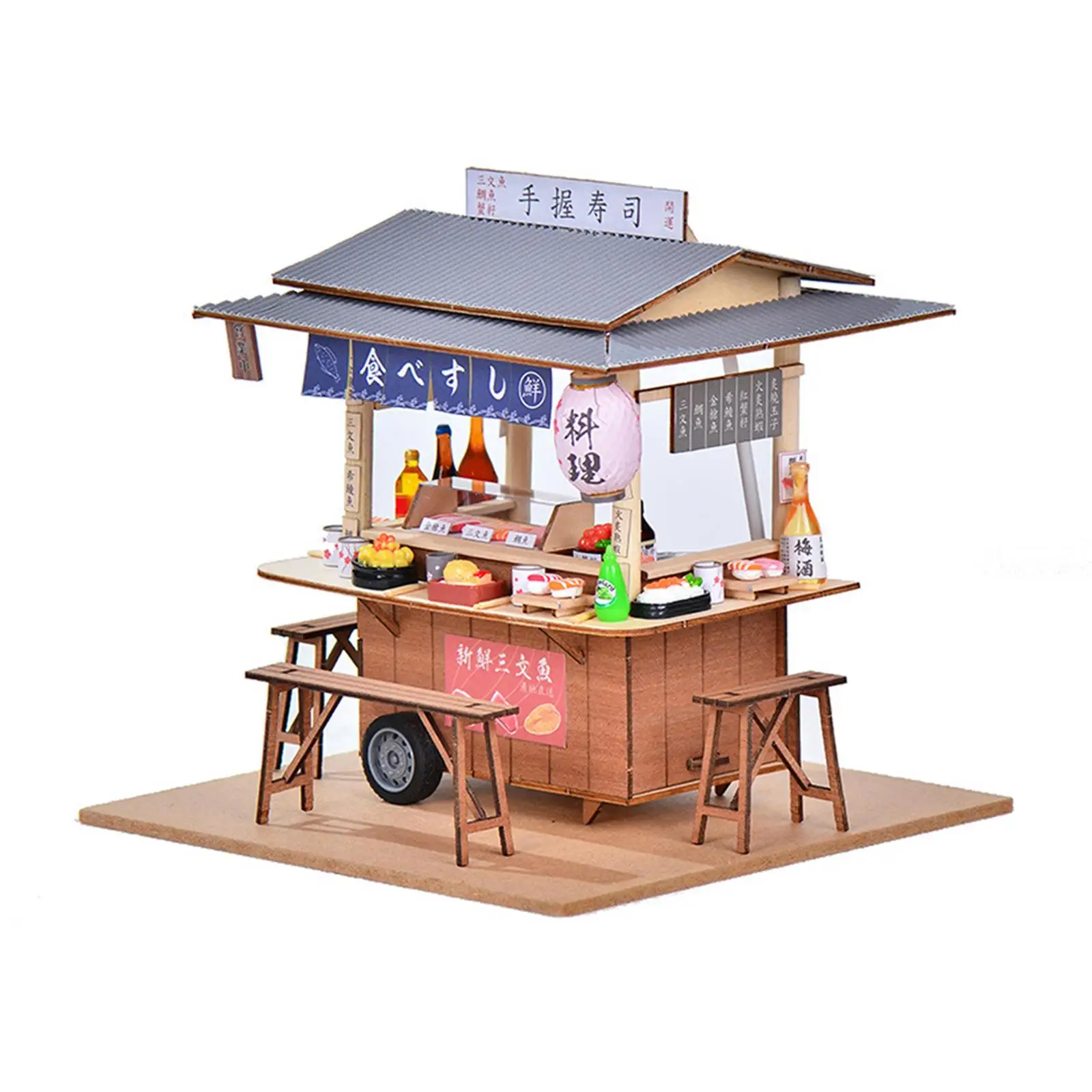 DIY Miniature Dollhouse Kit, Madeira, Design Novidade, Mini Sushi Shop