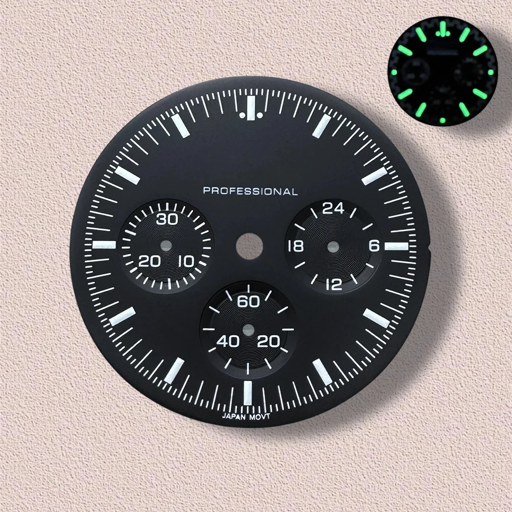 32.5mm S Logo Dial Fit VK63 Movement Green Luminous Speed High-Quality Dial Watch Modification Accessories