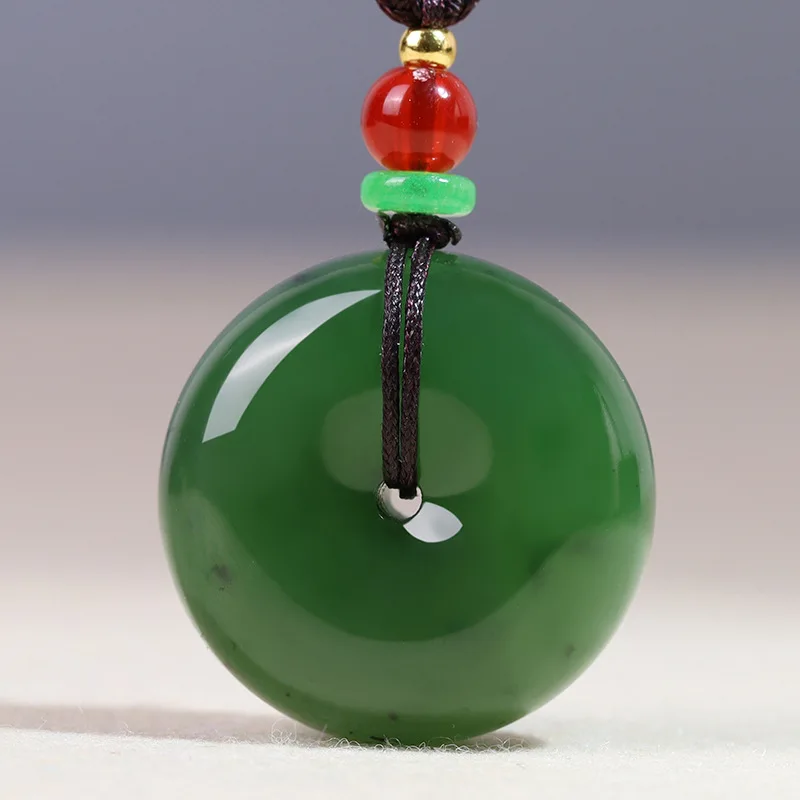 

Изысканные ювелирные изделия, натуральный нефрит, нефрит, шпинат, зеленый кулон с пряжкой мира для мужчин и женщин