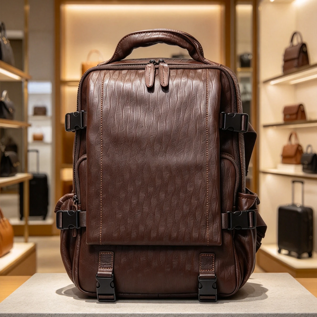 Travel Backpack Genuine Leather Business Trip Backpack Top Grain Leather Large Capacity Laptop Bag Business Trip Men's Backpacks