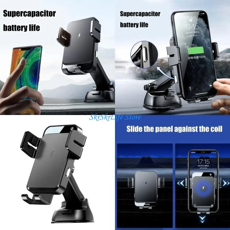

E65E 15W Wireless Charging Automatic Car Mount Phone Holder Inductions Fast