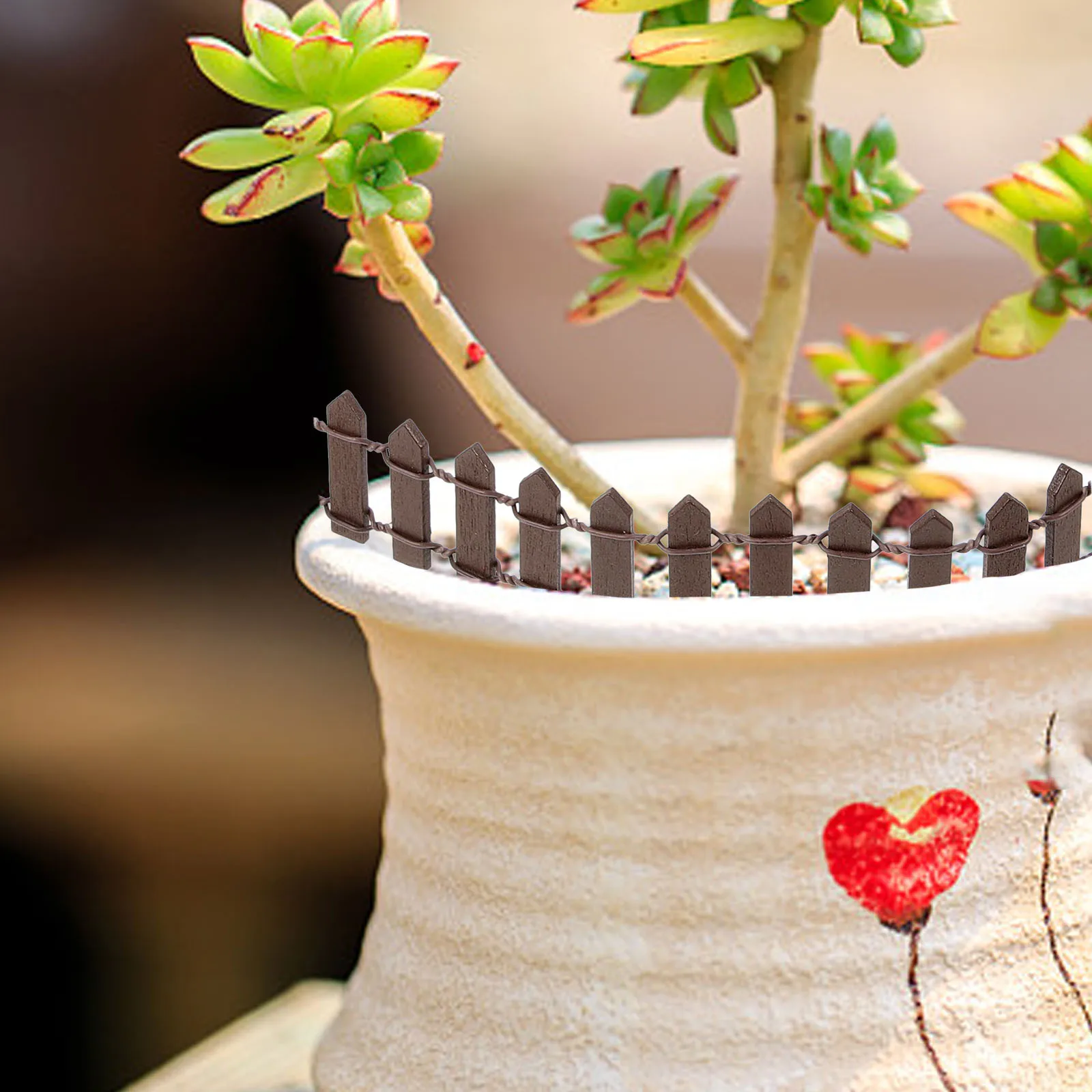 

Wood Fence Mini Garden Edging Small Succulent Plants Ornament Miniature Model for DIY Micro Landscape Sand Table