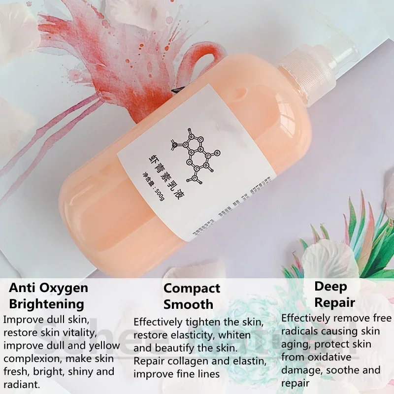 Astaxanthin Antioxidant Emulsion 500ml Hydrating Moisturizer Repair Skin Barrier Improve Dull Complexion for Face & Body