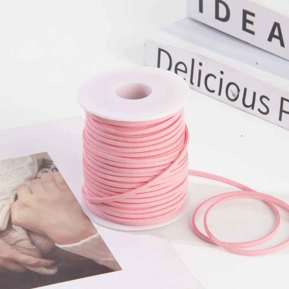 

Новый плоский плетеный шнур из искусственной замши, 50 ярдов, 3 мм, различные цвета, для рукоделия и DIY