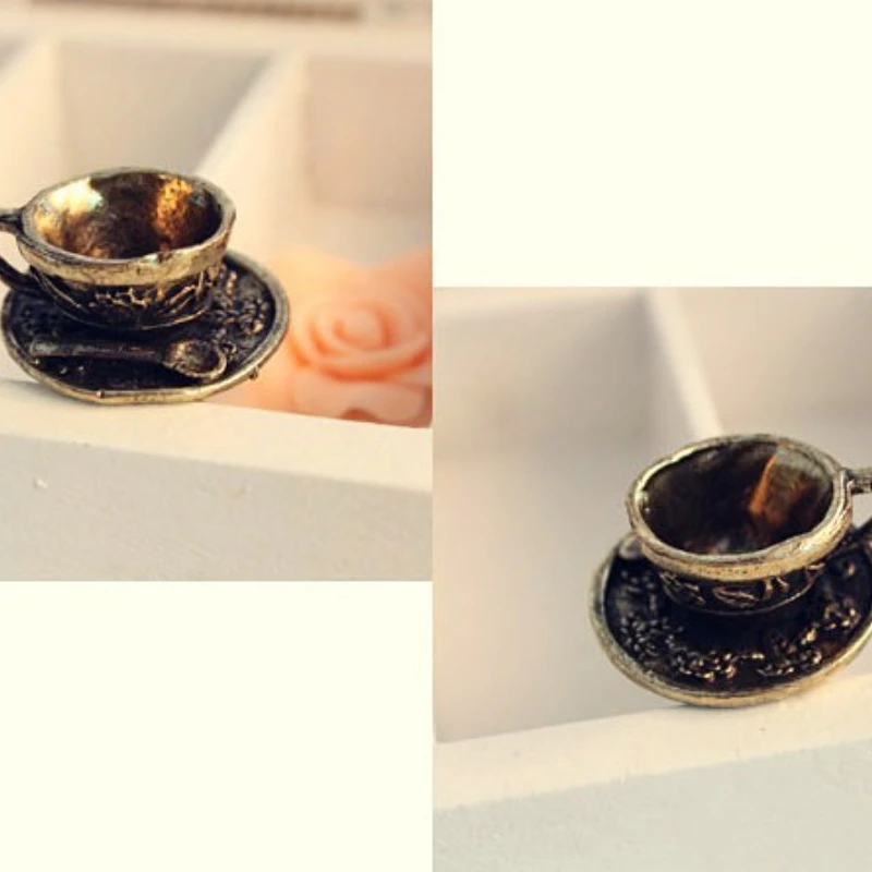 Play Fun 3D Coffee Cup Spoon Vintage Ring