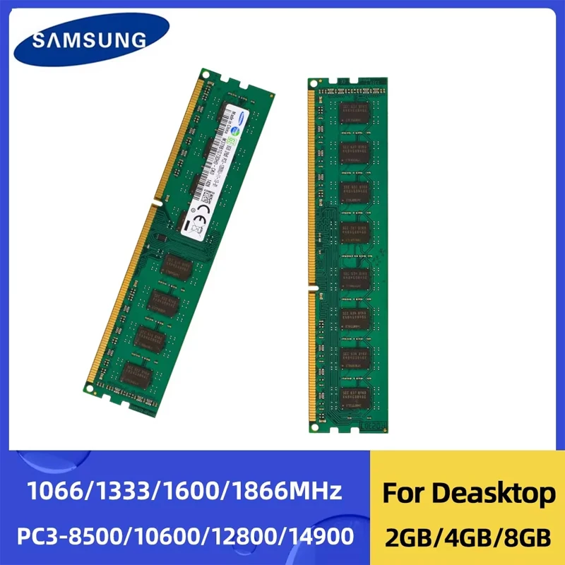 

Samsung DDR3 DDR3L 8GB 4GB 2GB 1866MHz 1600MHz 1333MHz 1066MHz DIMM RAM PC3-14900 12800 1.35V 1.5V 240Pin for Desktop Computer