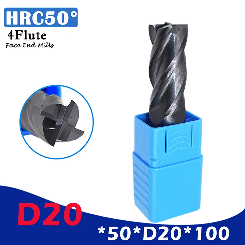 

1PCS HRC50 20mm Solid Carbide Endmills ENDMILL D20X50LXD20X100L 4Flute Standard Length Side Milling Slotting Profiling Face Mill