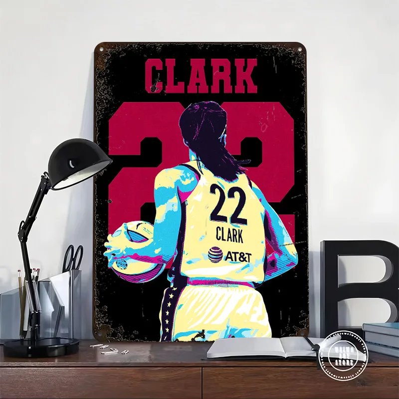 Caitlin Basketball Player Clark 22 Poster Customized Vintage Metal Signs Wall Art Retro Tin Plaque for Decoration Room Wand Deko