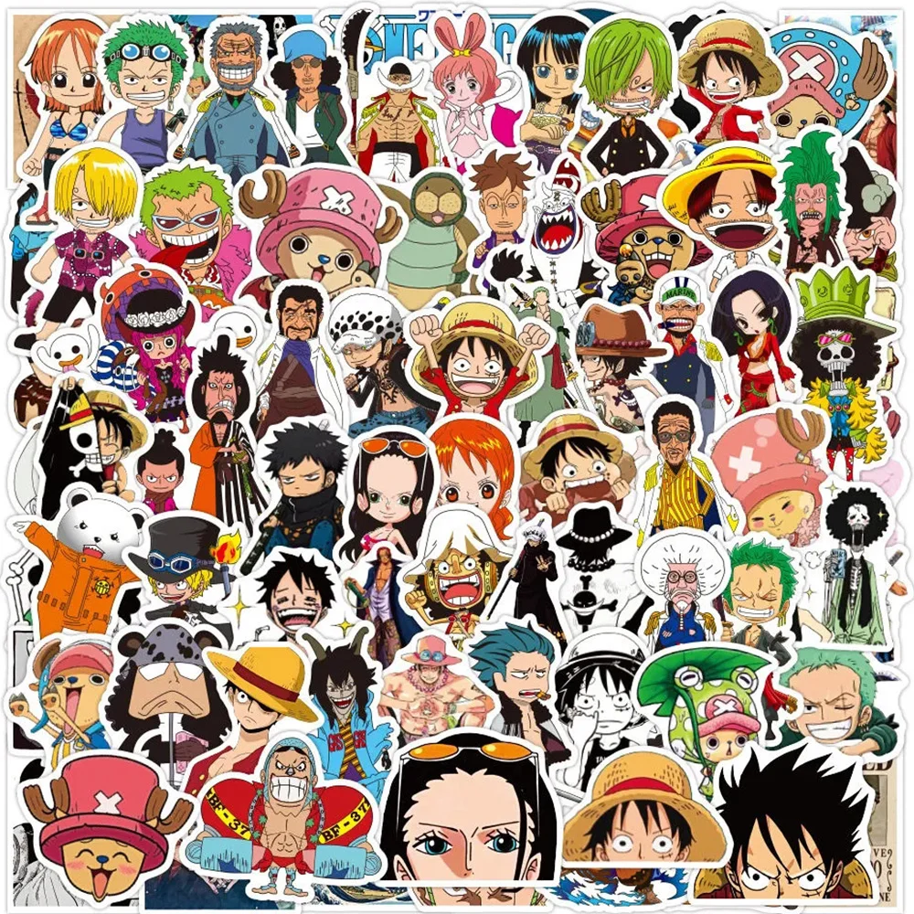 10/30/100 buah stiker Anime Jepang satu bagian stiker kartun keren Luffy Zoro stiker mainan DIY koper ponsel stiker tahan air untuk anak-anak