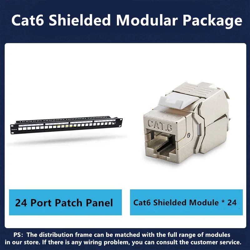 Cat5e Cat6 Cat6A Cat7 RJ45 Patch Panel Frame 24 Port 19 inch Ethernet Keystone Jack RJ 45 Coupler Network Cabinet Cable Internet