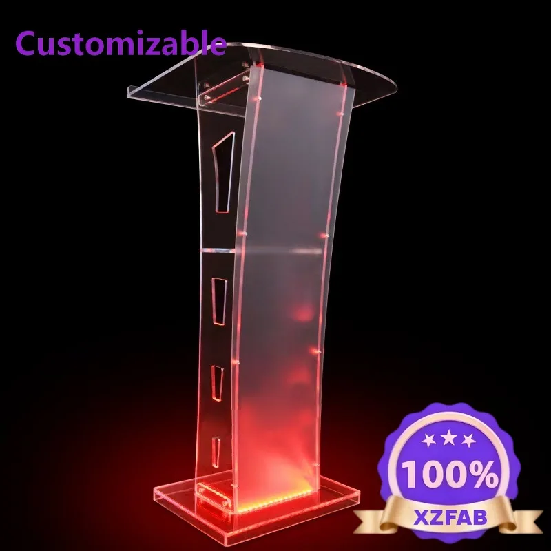 Factory Direct 2026 Creative transparent acrylic podium desk assembly MC school lecture platform
