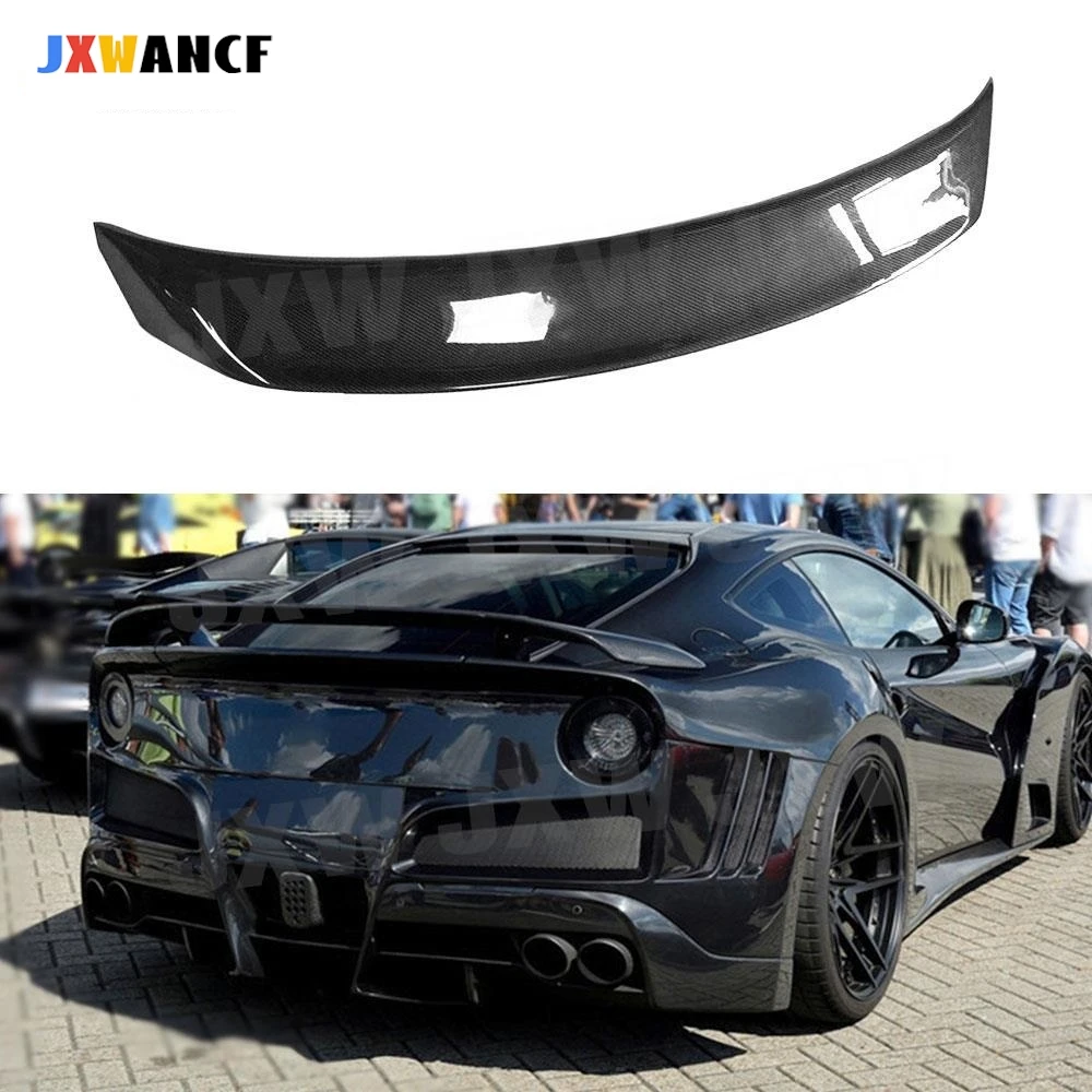 Alerón Trasero de Fibra de Carbono Seca JXWANCF para Ferrari F12 Berlinetta 2013-2016, Decoración de Auto en Negro FRP