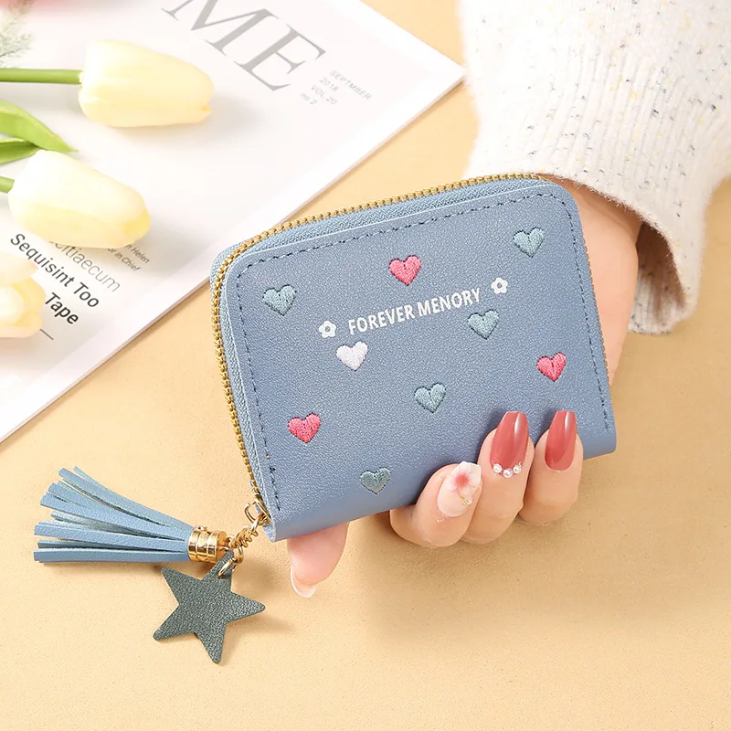 1PC Women Small Wallet Ladies Mini Tassel Wallet Cute Girl Short Zipper Lovely Pu Leather Coin Purse Female Hand Wallet Purse