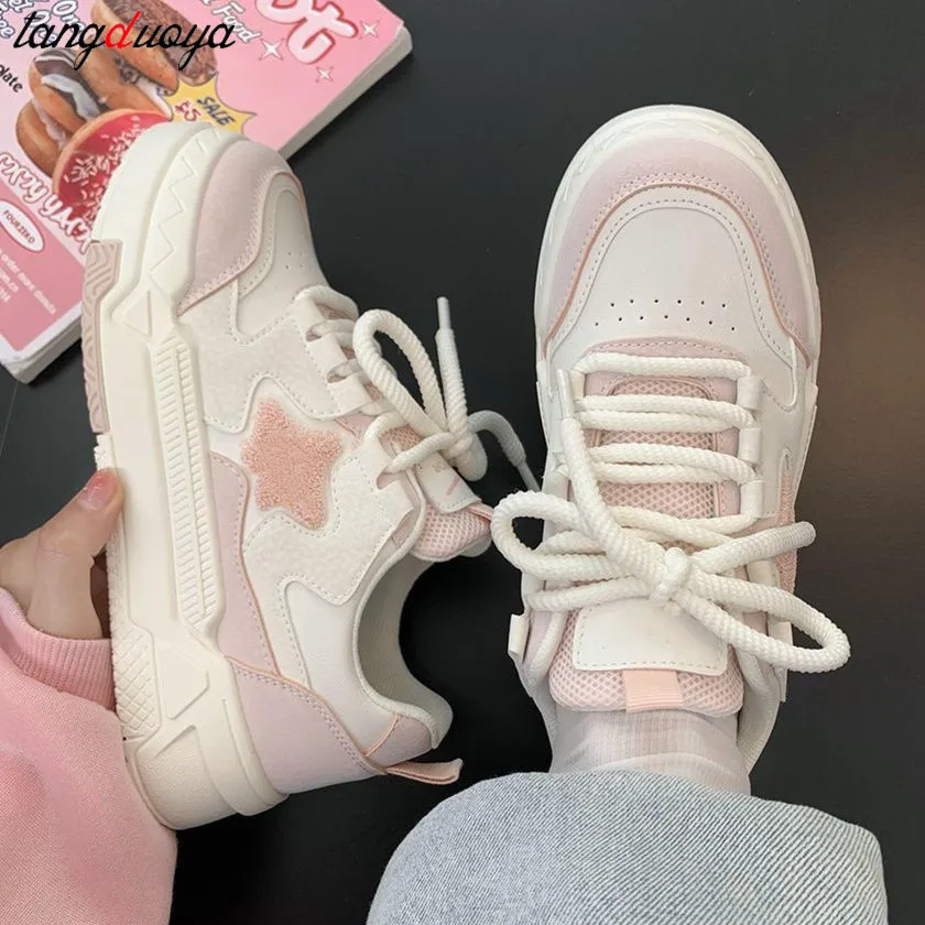 Designer y2k Sneakers Women\'s sports shoes 2024 New blue pink star Harajuku student sneakers Casual Pu Leather Vulcanized Shoes