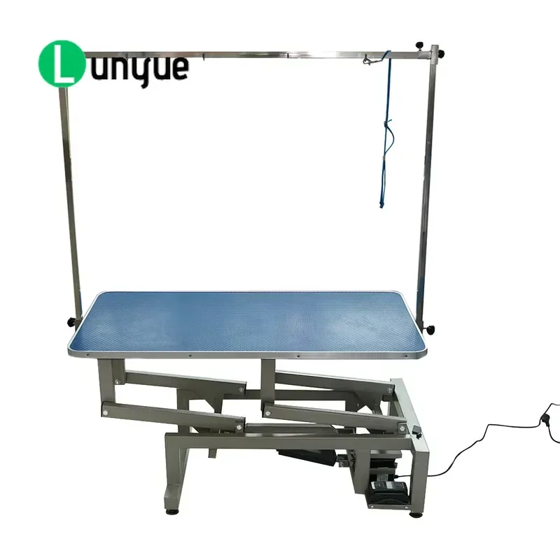 Professional Stainless Steel Electric Lift Dog Grooming Table Foldable Height Adjustable with Rubber Top for Pet Home