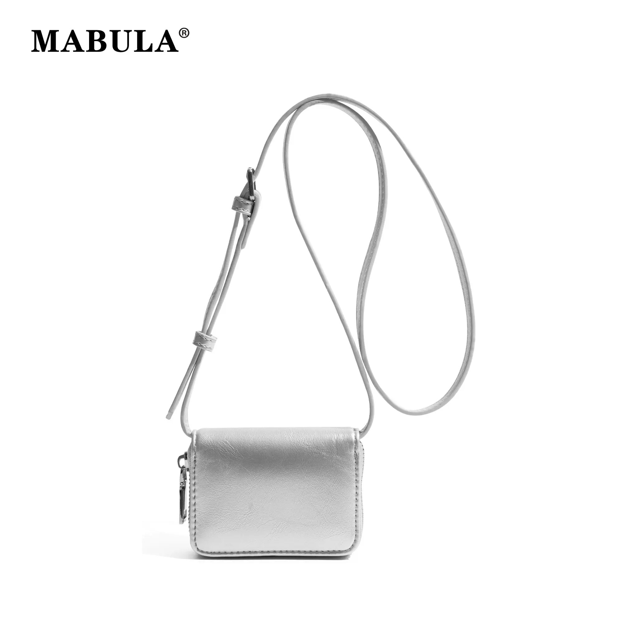 

MABULA PU Leather Fashion Casual Crossbody Bag Shoulder Bag Women's Mini Card Bag Small and Portable 2024 Summer New Casual Bag