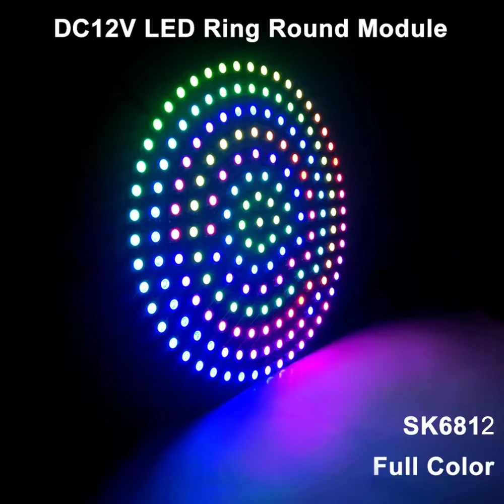 SK6812/WS2815 DC 12V LED Ring Light Color 3Pins Individual Pixels Round Module 5050 RGB Built-in IC Black White PCB