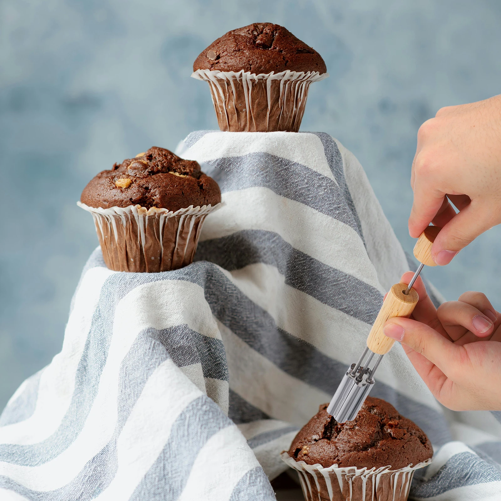 

1 set Baking Mold Cookie Stainless Steel Wood H Cupcake Hole Punch Cake Core Remover Muffin Pan Filler Tool