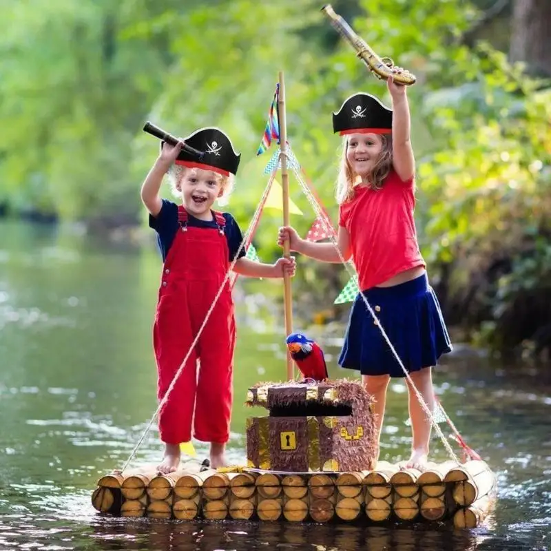 B95F 12 ชิ้น Skull พิมพ์โจรสลัดเครื่องแต่งกายอุปกรณ์เสริมหมวกโจรสลัด Eyemask สำหรับฮาโลวีนวันเกิดเด็ก, คอสเพลย์, Carnivals