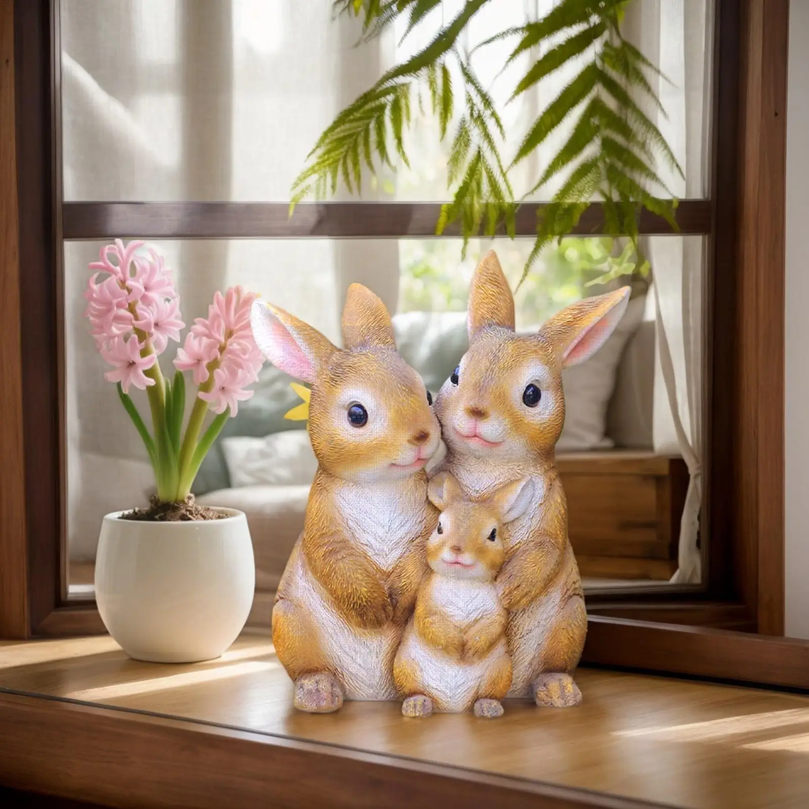 

Garden Bunny Statue Outdoor Portable Outdoor Bunny Statue Decor Resin Figurines Lightweight Ornaments Decoration For Landscaping