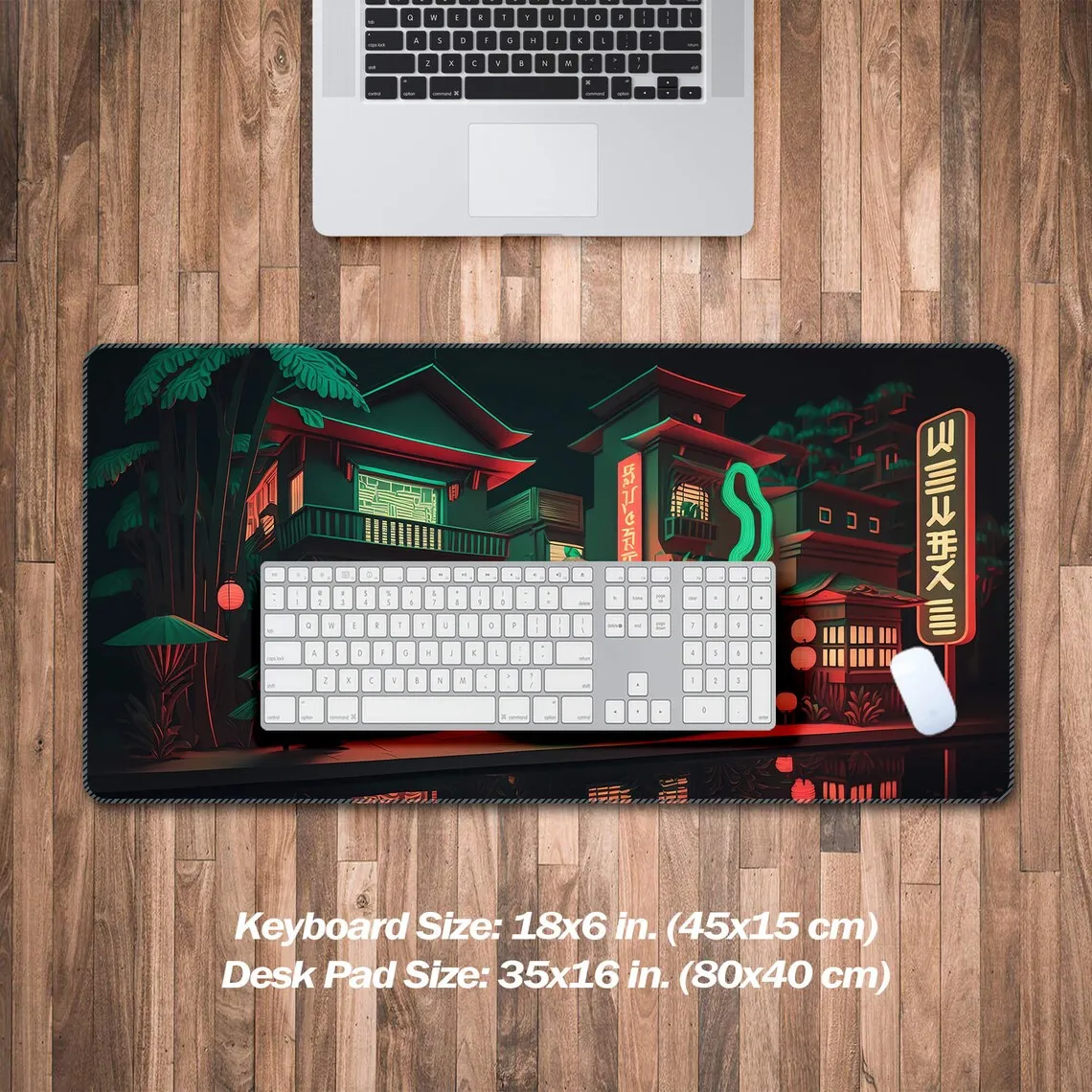 Digital City Neon Mouse Pad Deskmat Japan Gaming Mousepad,Vintage Vaporwave Gamer Pad,Retrowave Decoration,Keyboard Computer Mat