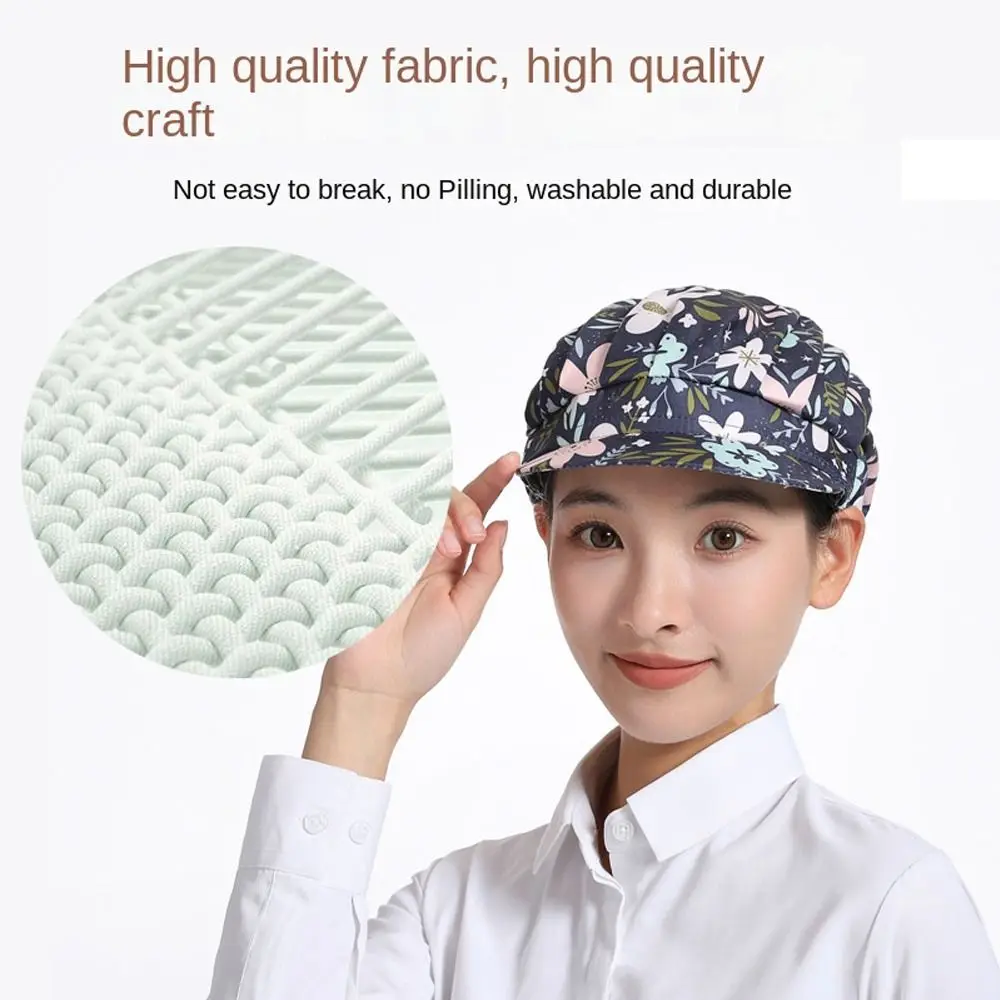 Cotton Dust proof Work Cap Women Food Service Printing Chef Cap Bundled Hair Work Headband Hotel Restaurant Hat image 4