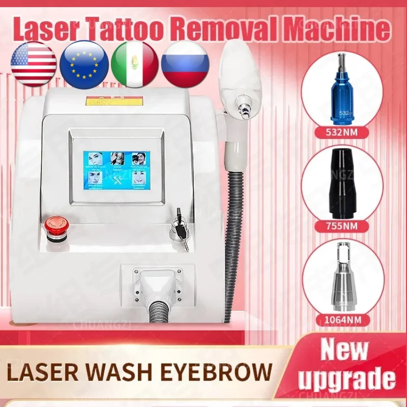 Profesional Nd yag Eyebrow Pigment Remove Machine Portable wrinkle acne Freckle Removal Skin rejuve Device 1064 532 1320nm