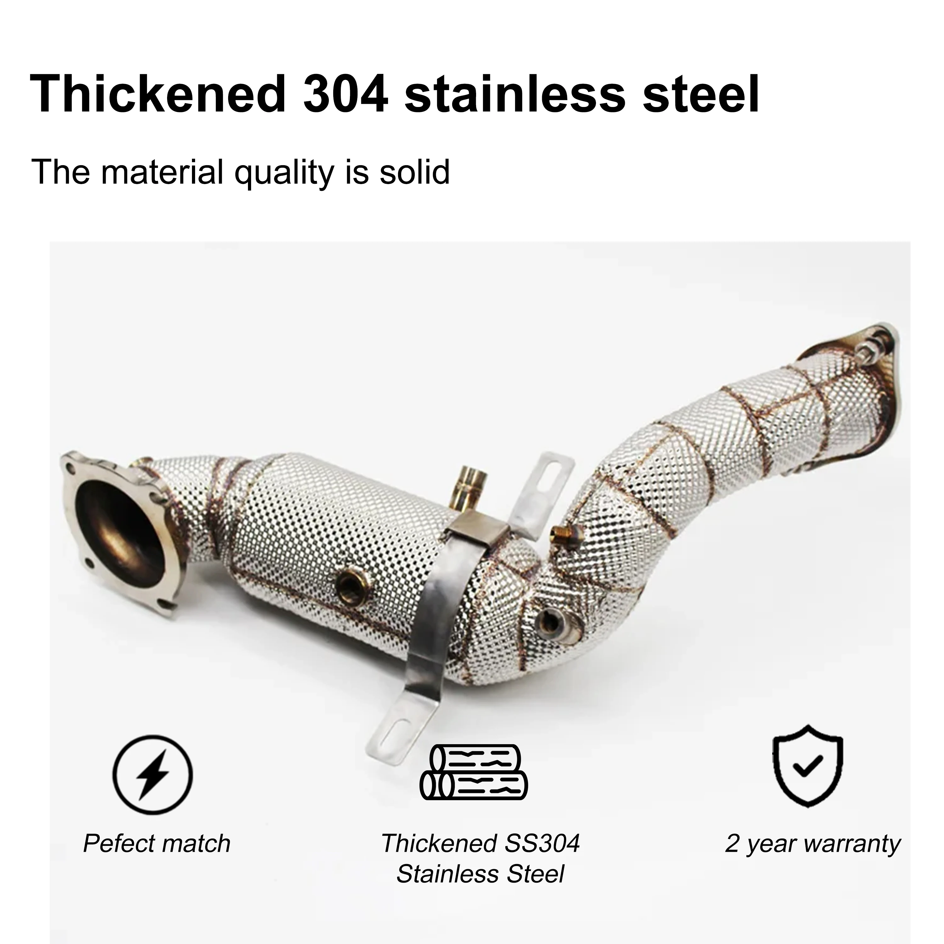 ACE Auto Auspuffteile für Maserati Ghibli 2.0T SUS304 Sport-Downpipe mit Hitzeschild Freifluss-Auspuffrohr mit Katalysator – Detail 7