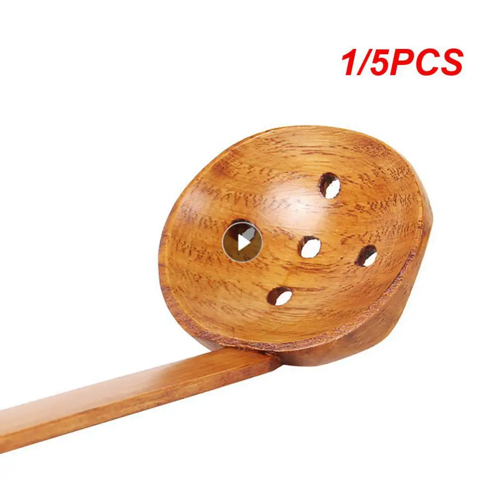 1/5PCS Bamboo Handle Spoons Comfortable Hand Tortoise Shell Texture Creative 22cm Kitchen Gadgets Tortoise Shell Ramen Spoon