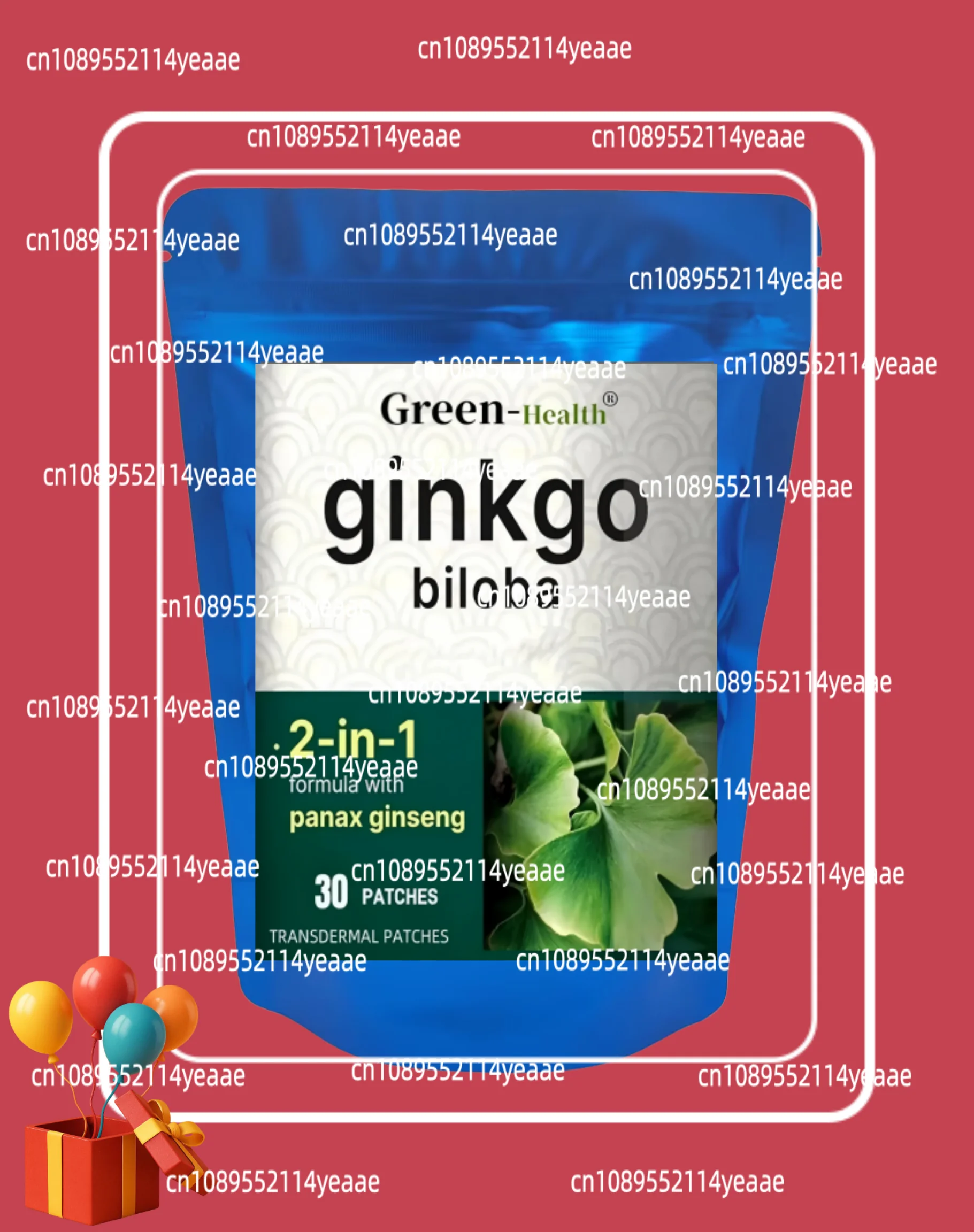 30 Patches Ginkgo Biloba Transdermal Patches with Panax Ginseng Promotes Memory, Focus, and Brain Health