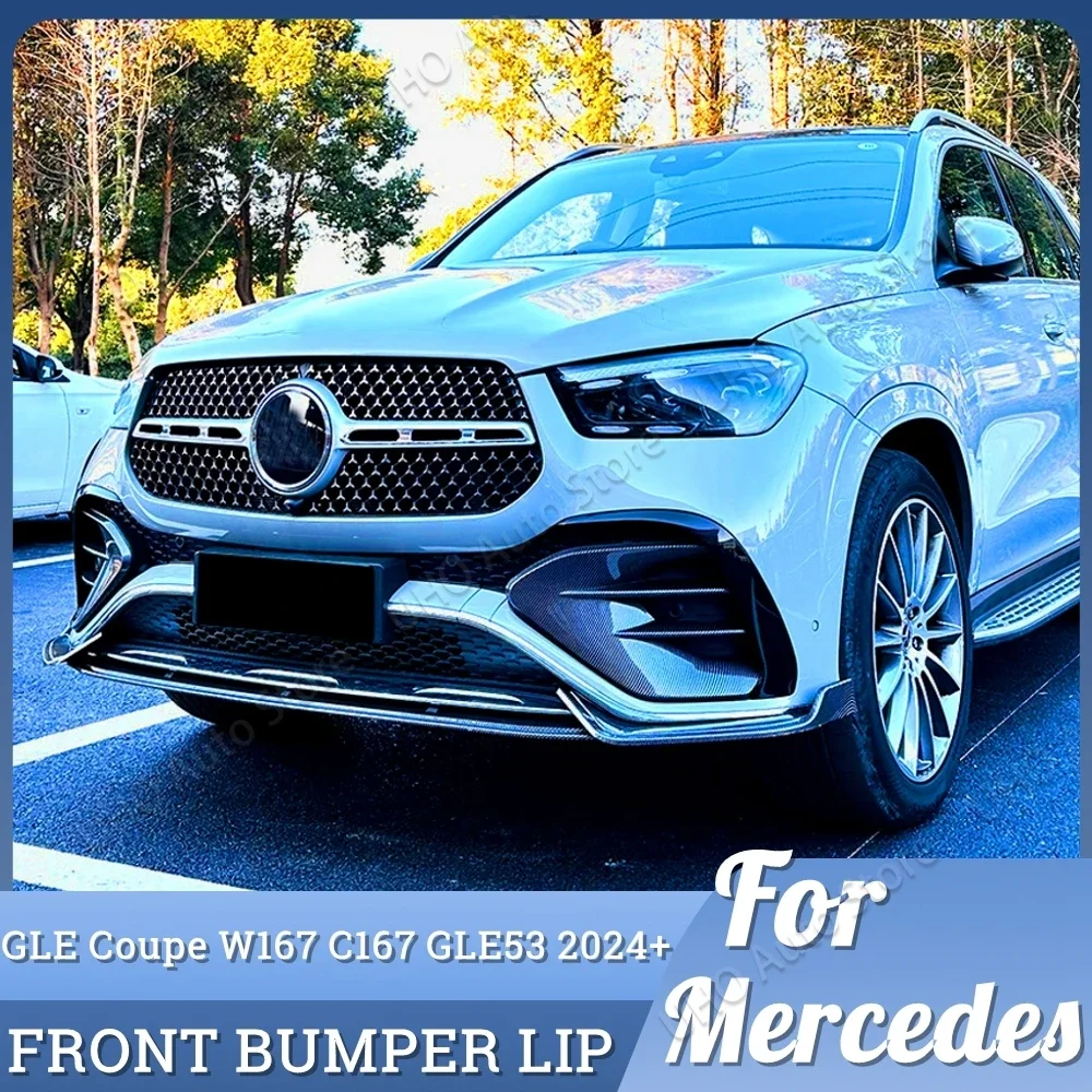 For Mercedes Benz GLE Coupe W167 C167 GLE53 2023+ Car Front Bumper Splitter Lip Spoiler Diffuser Guard Body Kit Cover Tuning ABS