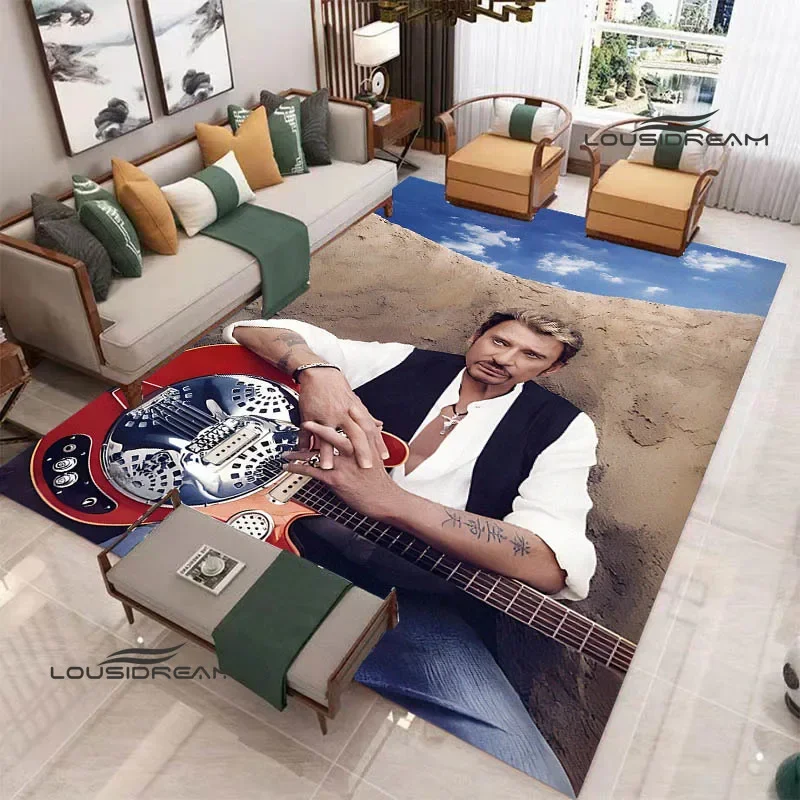 French rock star Johnny Hallyday Printed Carpet Non -slip carpet kawaii rug area rug rugs living room Birthday Gift