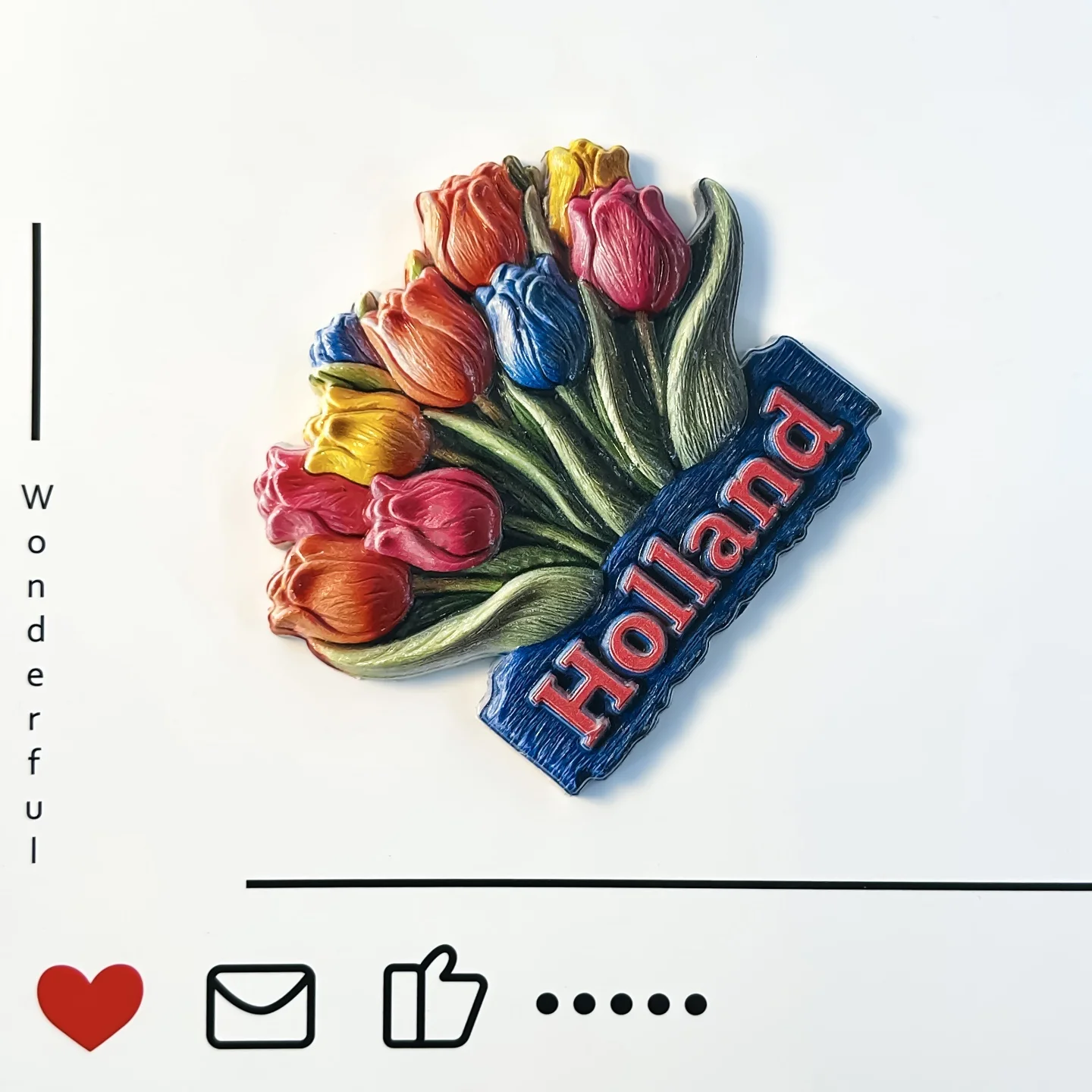Netherlands, national flower, tulip, atmosphere, decoration, colorful flowers, relief, magnetic refrigerator sticker