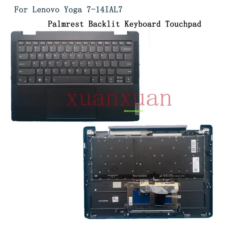 

For Lenovo Yoga 7-14IAL7 Type 82QE/82VD Palmrest Backlit Keyboard Touchpad US