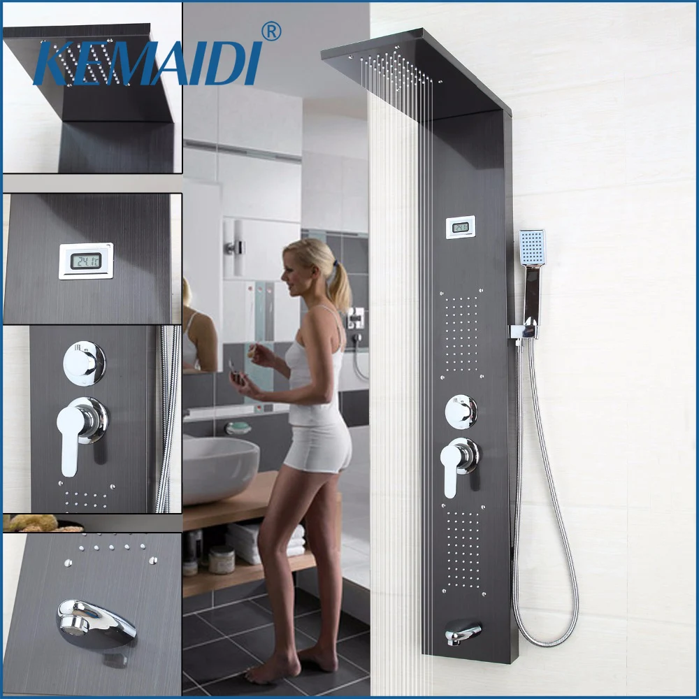 

KEMAIDI New Arrival Bathroom Rainfall Shower Panel Rain Massage System Faucet with Jets Hand Shower Bathroom Faucet Tap Mixer