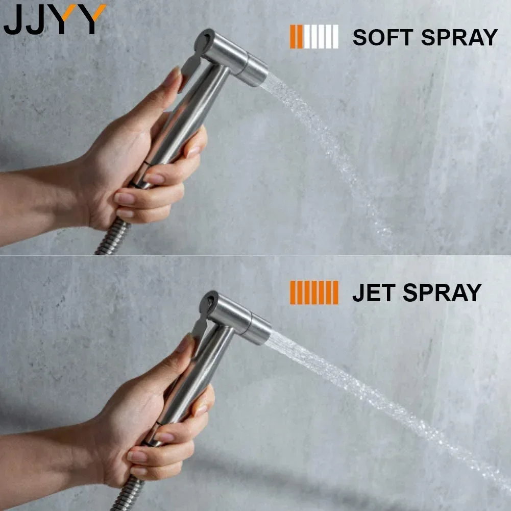 JJYY Bidet Sprayer Kit 4-Piece Set Bathroom Handheld Sprayer Faucet Cloth Diaper Stainless Steel Easy Install