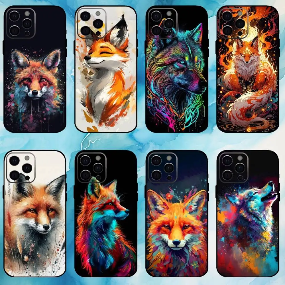 

Cool Fox Phone Case For iPhone17,16,15,14,13,12,11 Plus,Pro Max Soft Black Cover